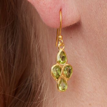 Garnet Diamond Shaped Gold Plated Drop Earrings, 9 of 11