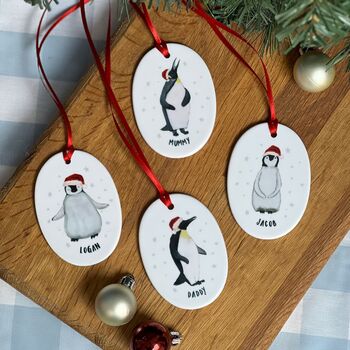 Penguin Christmas Ceramic Decoration, 7 of 9