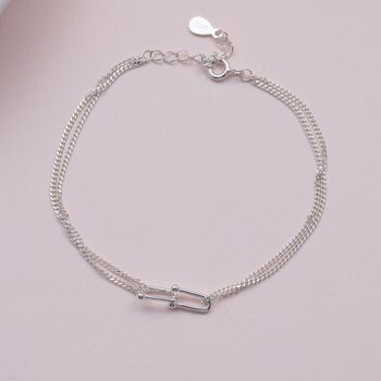 Sterling Silver Mini Interlocking Links Bracelet, 3 of 3