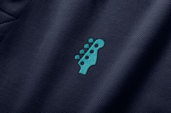 Organic Cotton Embroidered Bass Guitar Polo Shirt, 2 of 2