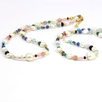 Multi Coloured Gemstone And Pearl Beaded Necklace, 4 of 12