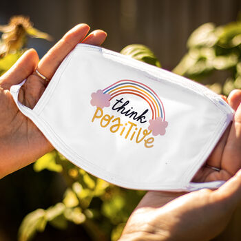 Charity 'Think Positive' Rainbow Positivity Face Mask, 2 of 4