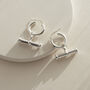 Silver T Bar Hoop Earrings, thumbnail 1 of 3