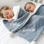 Personalised Twins Cable Knit Pom Pom Blankets, thumbnail 7 of 12