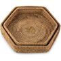 Set Of Two Hexagon Woven Rattan Serving Tray, thumbnail 3 of 7