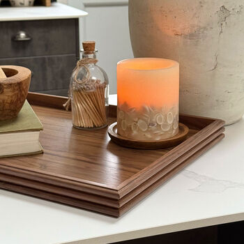 Reeded Walnut Decorative Serving Tray, 2 of 9