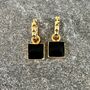 The Square Black Tourmaline Gold Plated Gemstone Earrings, thumbnail 3 of 5