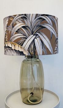 41cm Almond Recycled Glass Lamp With Linen Flex, 2 of 3
