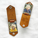 Personalised Double Photo Keyring With Leather Case