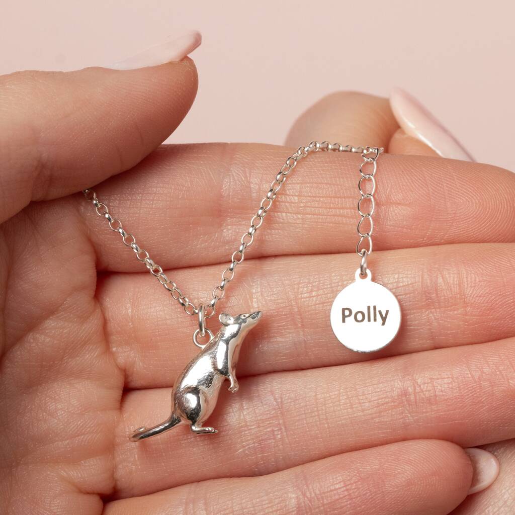 Rat Silver Necklace Personalised, 1 of 8
