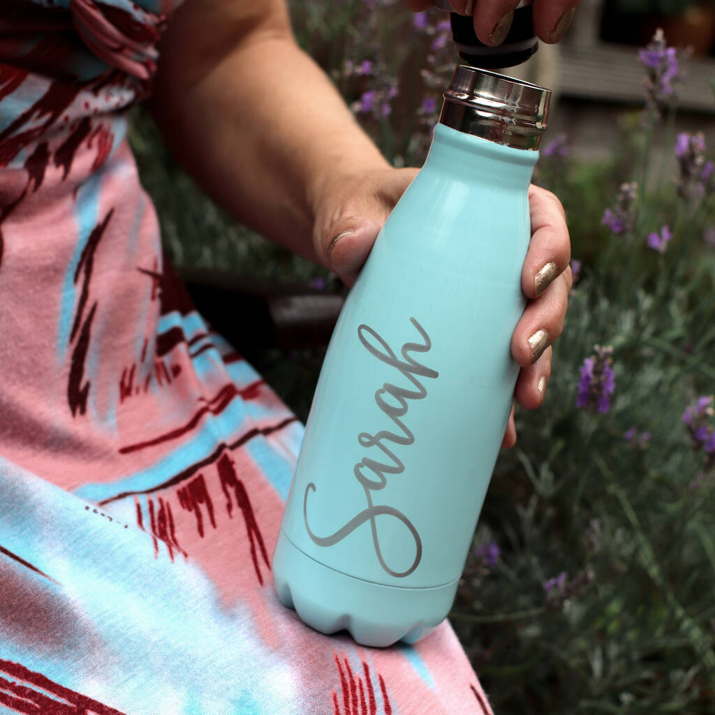 Personalised Duck Egg Blue Water Bottle, Vacuum Flask By The British ...