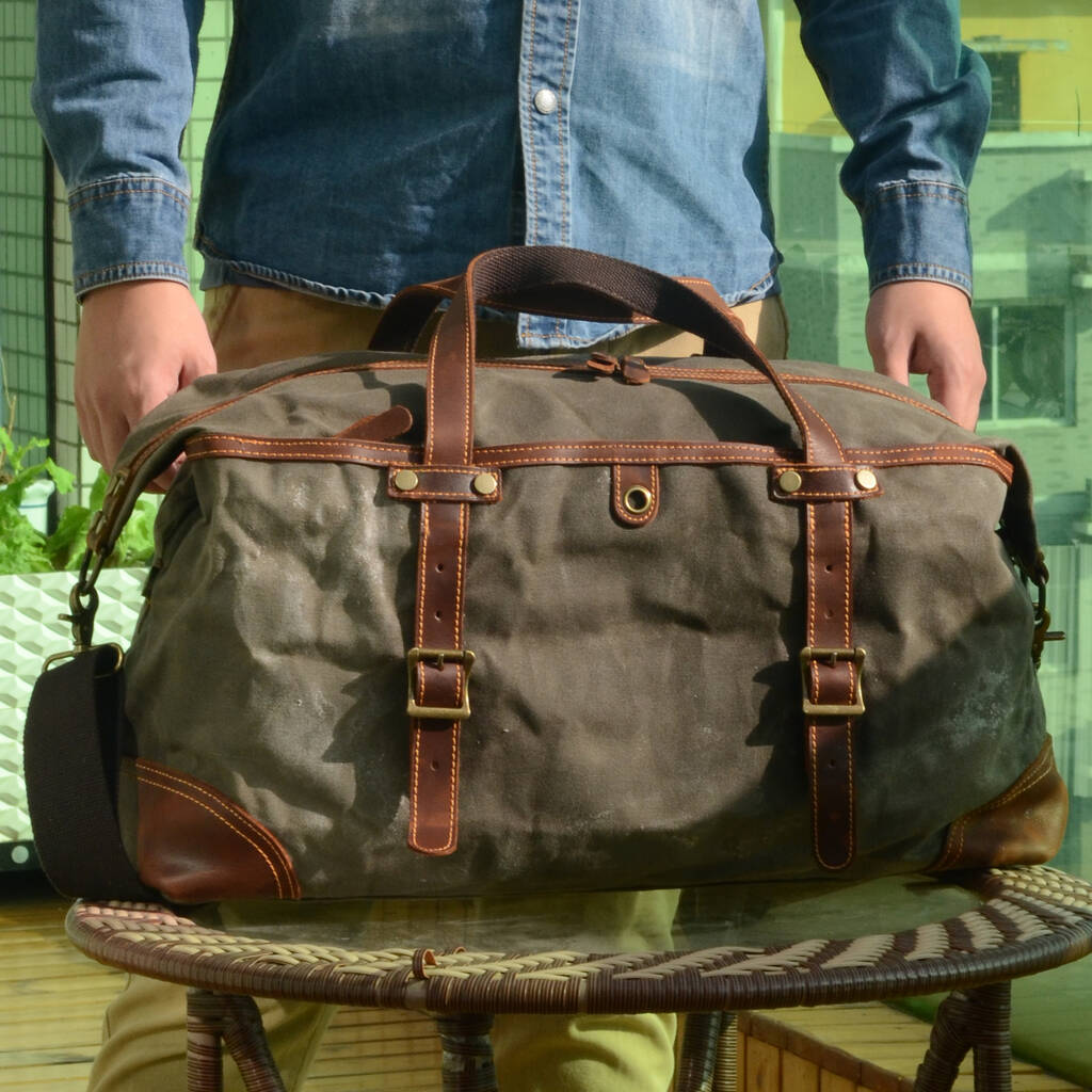 Classic Vintage Look Waxed Canvas Duffle Bag By EAZO