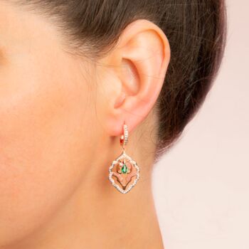 18k Rose Gold Peridot Statement Drop Earrings, 2 of 3