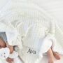 Personalised Off White Bobble Sherpa Baby Blanket, thumbnail 3 of 6