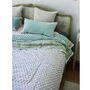 Turquoise Floral Indian Block Printed Cotton Bed Quilt, thumbnail 3 of 5