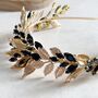 Black Crystal And Gold Leaf Bridal Crown, thumbnail 6 of 7