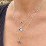September Birthstone Sapphire Silver Charm Necklace, thumbnail 4 of 12