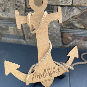 Personalised Nautical Anchor Wedding Guest Book With Stand, 4 of 5