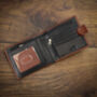 Personalised Luxury Brown And Black Leather Wallet Rfid, thumbnail 2 of 9