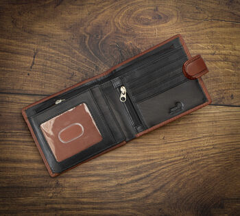Personalised Luxury Brown And Black Leather Wallet Rfid, 2 of 9