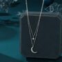 Double Layer Crescent Moon And Star Pendant Necklace, thumbnail 7 of 12