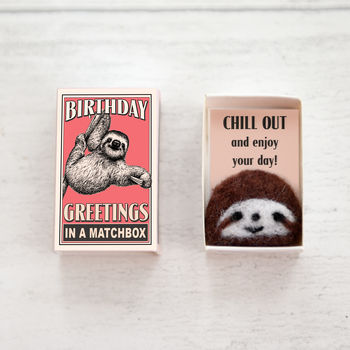 Wool Felt Sloth Birthday Gift In A Matchbox, 2 of 5