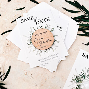 Wedding Save The Date Eucalyptus Cards Magnets, 7 of 10