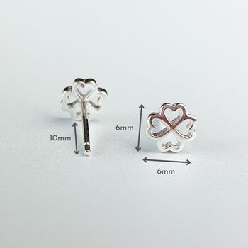 Sterling Silver Four Leaf Clover Cutout Stud Earrings, 2 of 5