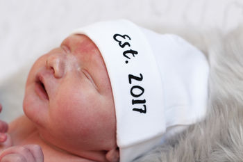 Personalised New Baby Established Hat, 2 of 2