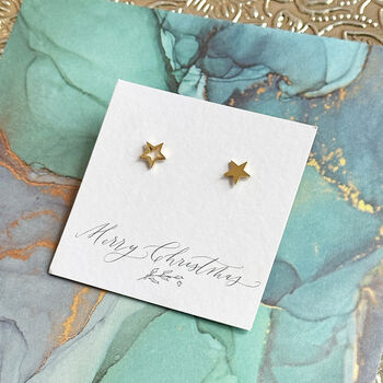 Mismatched Gold Plated Star Stud Earrings, 4 of 6