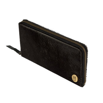Black Cowhide Leather Clutch And Purse Matching Set, 4 of 9