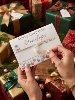 Personalised Pull Open Christmas Gift Envelope For Money, Voucher Or Scratchcard, 2 of 3