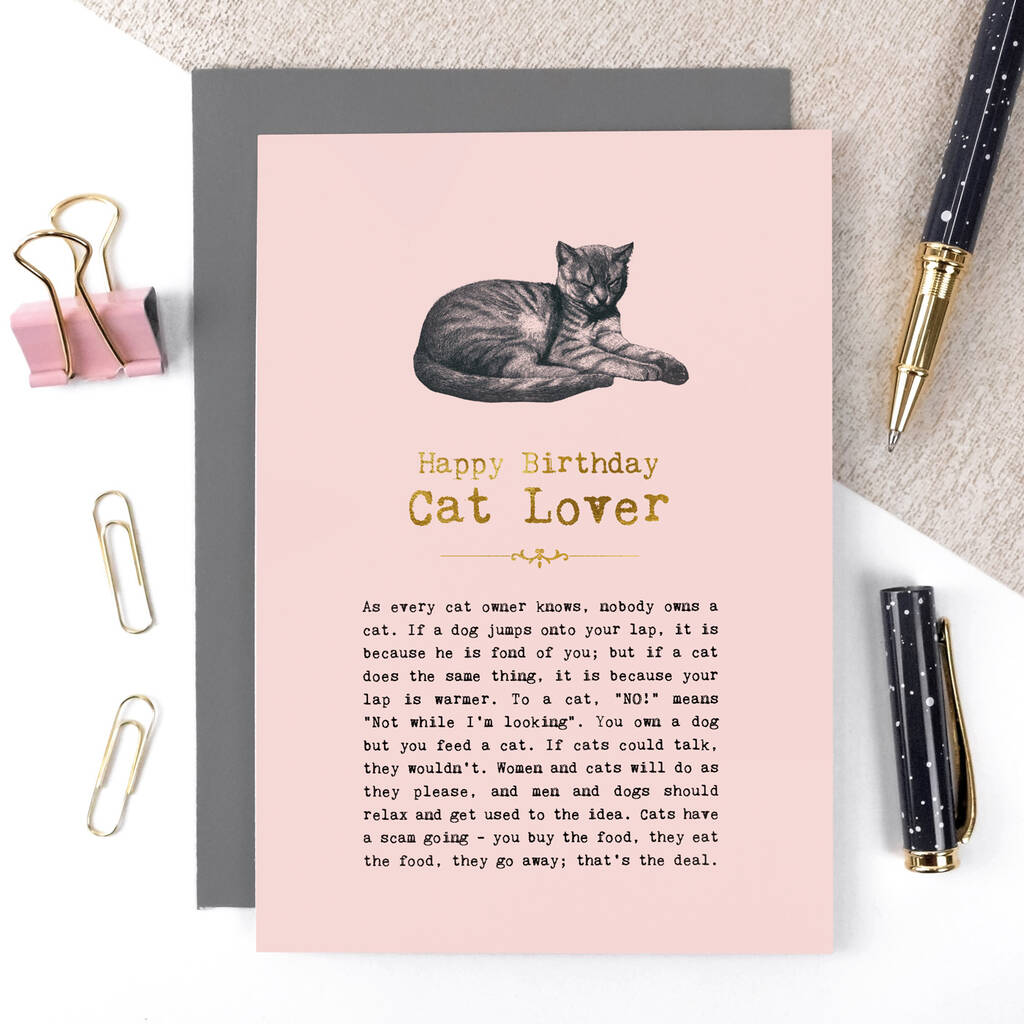 Cat Lover Birthday Card By Coulson Macleod