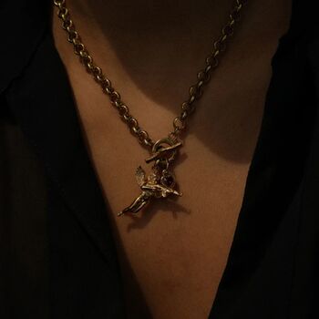 Angel Cherub Pendant Necklace Garnet, 2 of 11