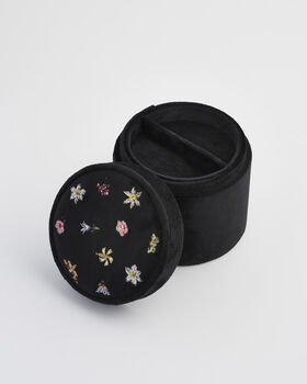 Floral Ditsy Embroidered Black Velvet Jewellery Box, 4 of 4