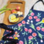 Navy Blue Floral Tulip Kitchen Apron, thumbnail 3 of 6