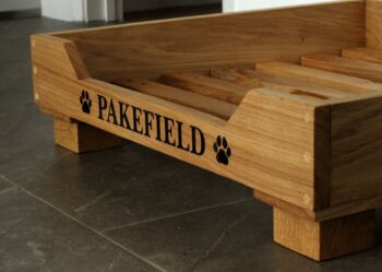 Engraved Oak Dog Bed With Bespoke Sizes, 8 of 12