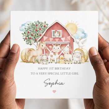 Farm Animals Birthday Card, 1st 2nd Birthday Card For Son, Daughter, Any Relationship, 2 of 3