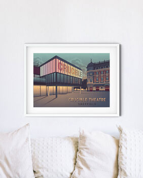 Crucible Theatre Sheffield Travel Poster Art Print, 2 of 8