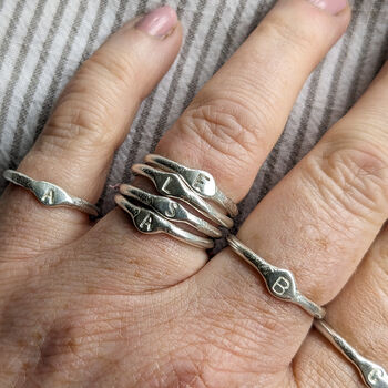 Handmade Silver Initial Stacking Ring, 5 of 9