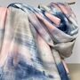 Watercolour Colourblock Border Scarf In Navy And Pink, thumbnail 2 of 3