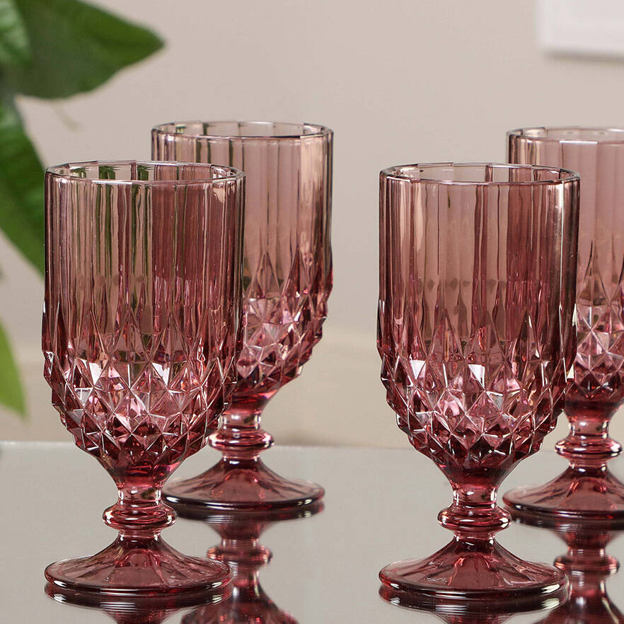 Six Amethyst Wine Glasses T Set By Dibor 