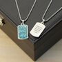 Personalised Men's Blue Turquoise Dog Tag Necklace, thumbnail 1 of 9