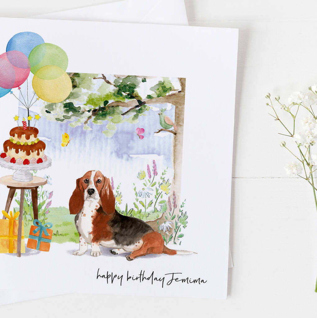 Basset Hound Dog Birthday Card, Pet Card ..7v24a By The Wrapping Paper Shop