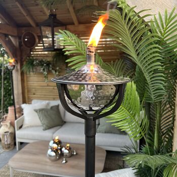 Garden Oil Torch Hand Hammered Steel Or Copper, 2 of 11