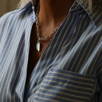 Silver Belcher Chain Heart Necklace, 2 of 7