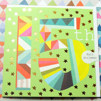 Gold Foiled Number Fifteen Card, 3 of 5