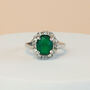 Green Oval Crystal Silver Ring, thumbnail 1 of 3