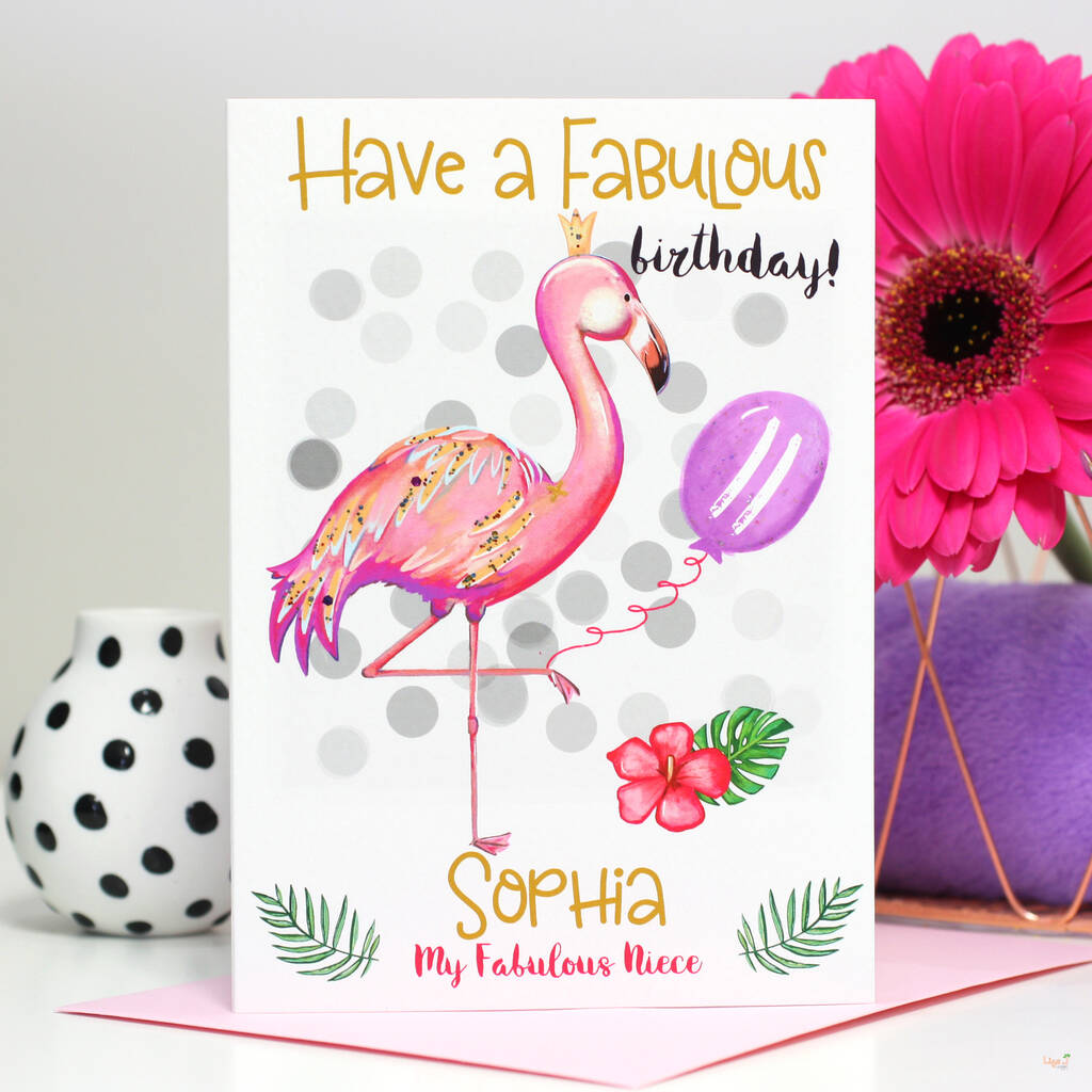 Personalised Flamingo Age Birthday Card, 1 of 8