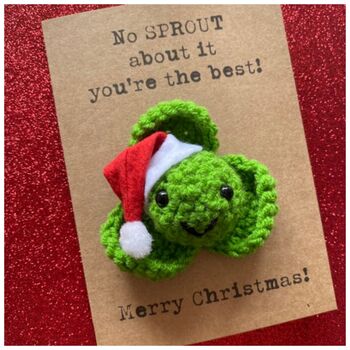 Sprout Funny Crochet Christmas Card Handmade, 6 of 6